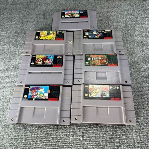 Super Nintendo Games Lot Mario Donkey Kong Batman Godzilla Spiderman SNES - Picture 1 of 6